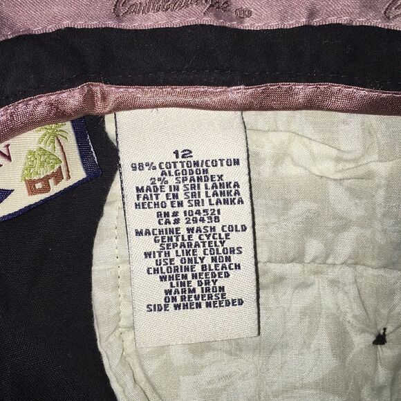 A142-Caribbean Joe size 12 black straight pants - Picture 4 of 4